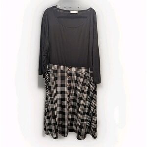 Dark Academia Plaid Midi Dress Button Front Pockets Plus Size 26 Nemidor